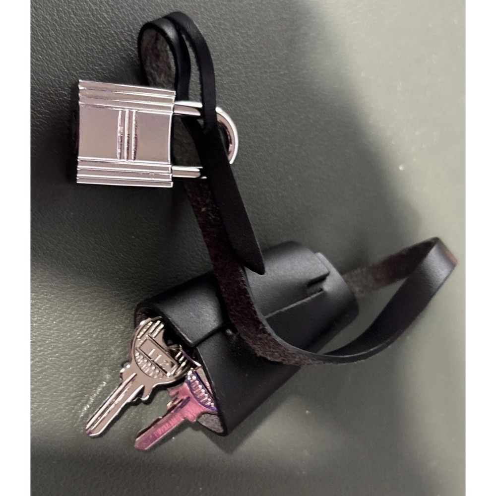 Rare & Auth Hermès "H" Cadena Padlock, Matching‎ Keys & Black Leather Clochette